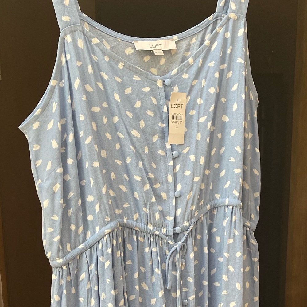BRUSHSTROKE BUTTON RUFFLE MIDI DRESS